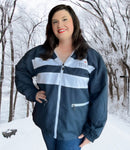 NAVY HOODED TITANIC JACKET WITH WHITE STRIPE XXL