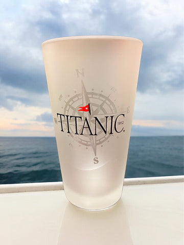 FROSTED TITANIC COMPASS PINT GLASS