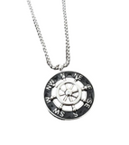 TITANIC STAINLESS STEEL OPEN COMPASS SHIPWHEEL NECKLACE