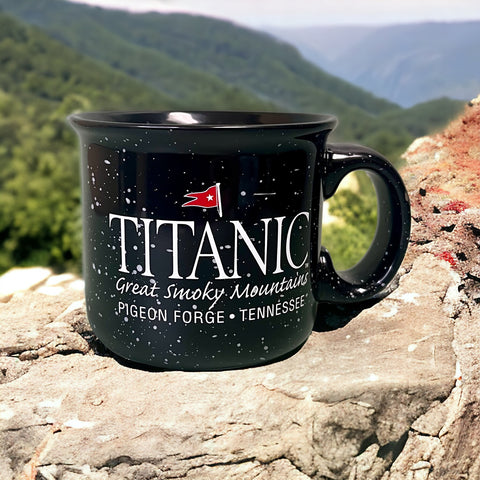 TITANIC MUSEUM TENNESSEE BLACK SPECKLED CAMPER MUG