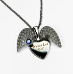 "NEVER LET GO" TITANIC PAVÉ OPENING HEART NECKLACE