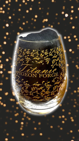 TITANIC GOLD FILIGREE STEMLESS WINE GLASS