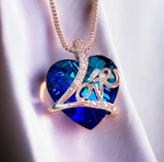 TITANIC "LOVE" HEART NECKLACE IN RED, BLUE, OR CLEAR