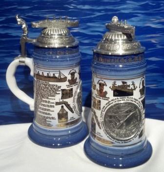 LIMITED EDITION STEIN WITH SHIP ON TOP