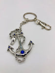 TITANIC ANCHOR KEY RING WITH BLUE STONES